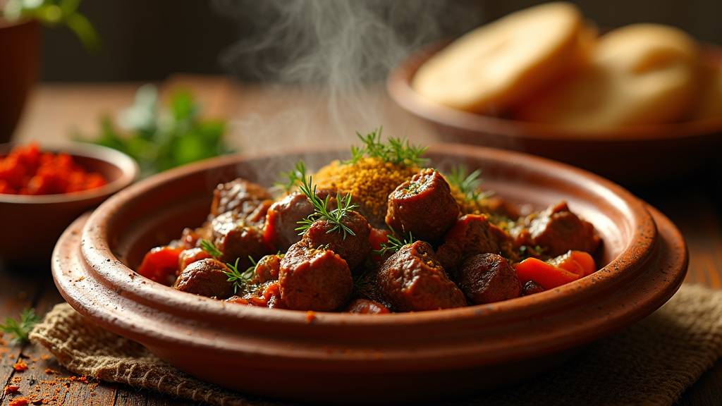 Cuisine du Moyen-Orient - mezze libanais, tajine marocain et épices colorées