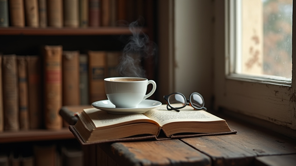 Micro et livres sur une table de studio radio France Culture