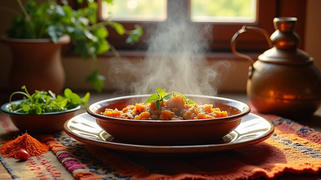 Souk marocain avec epices colorees et sacs de safran et curcuma