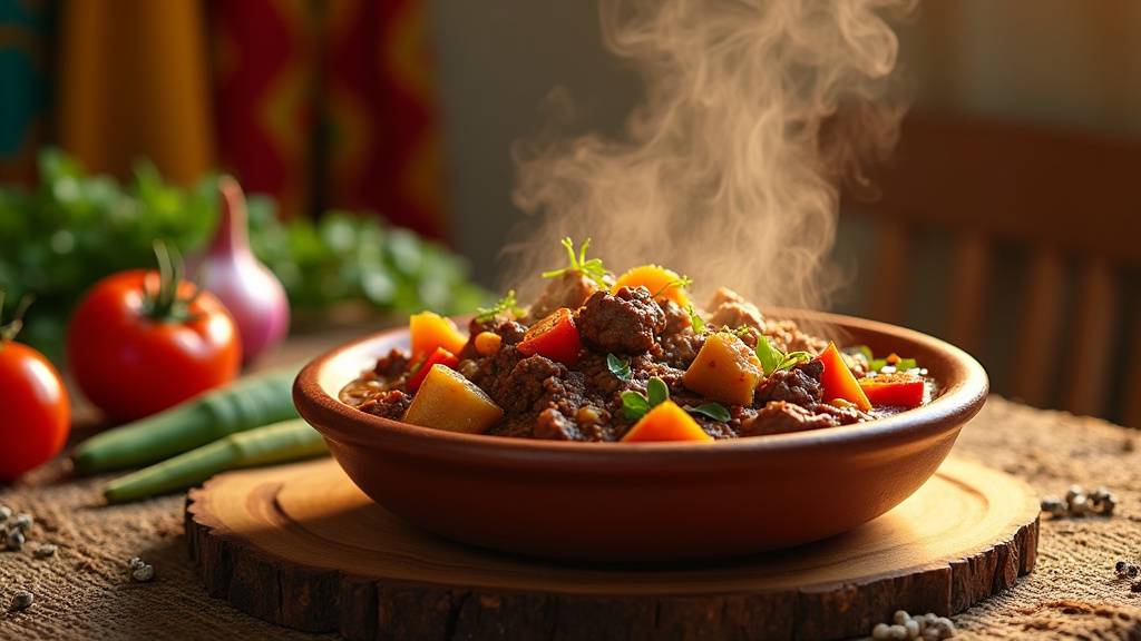 Biryani indien avec riz basmati safrane et morceaux de poulet tender