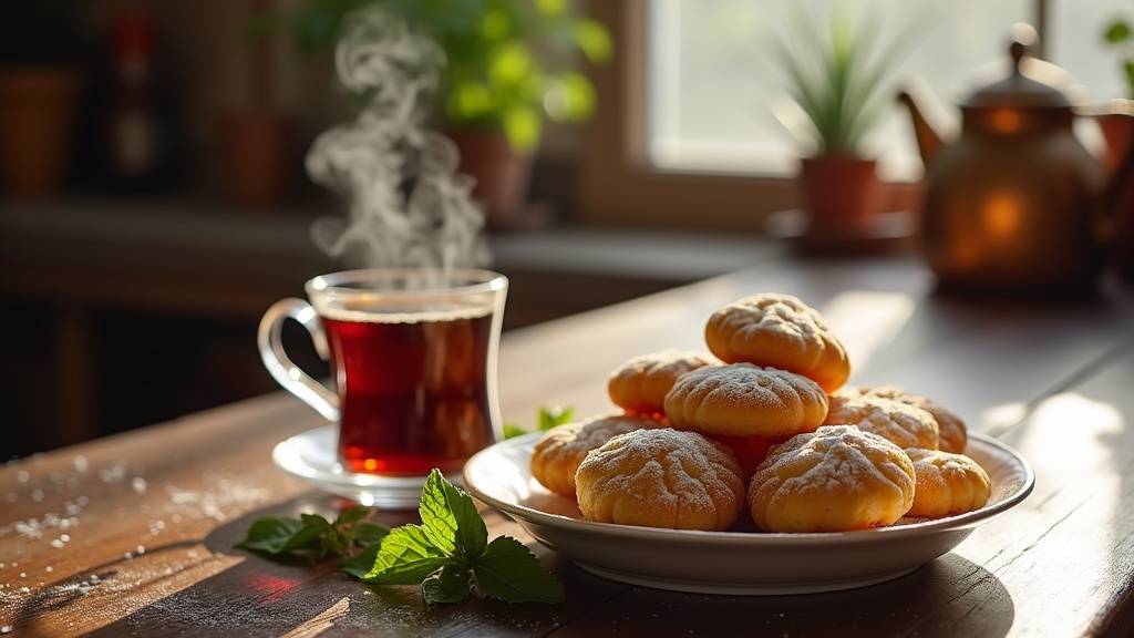 Main tenant un kurabiye turc traditionnel avec des grains de sucre visibles