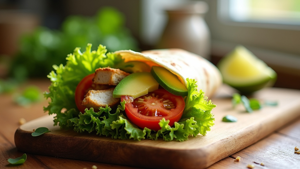 Préparation de wraps faits maison avec des ingrédients frais et colorés