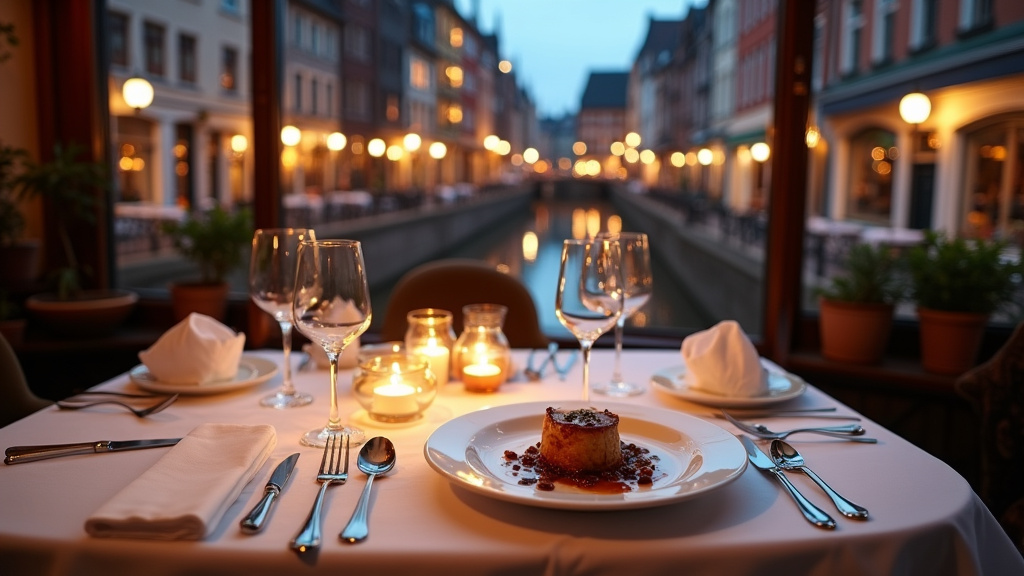 Intérieur du restaurant gastronomique 1741 à Strasbourg avec décor élégant et tables dressées