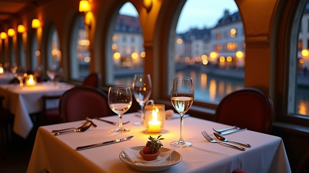 Plat gastronomique présenté dans un restaurant étoilé de Strasbourg avec décoration artistique